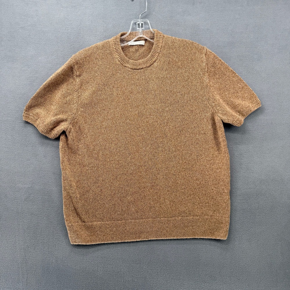 ZARA Knit Sweater Top Brown Marled Short Sleeve Crew Neck Women's Medium
